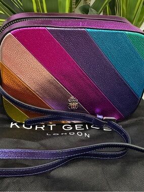 Kurt Geiger Multicolor Metallic Diagonal Stripe Crossbody Bag